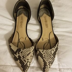Sam and libby size 7.5 d'orsay snake skin flats